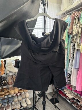 LOFT Off-Shoulder Bardot Black Top | Elegant Structured Blouse